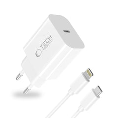 CHARGEUR RÉSEAU TECH-PROTECT NC20W 1-PORT PD20W + CÂBLE LIGHTNING BLANC