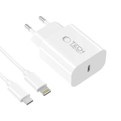 CHARGEUR RÉSEAU TECH-PROTECT NC20W 1-PORT PD20W + CÂBLE LIGHTNING BLANC