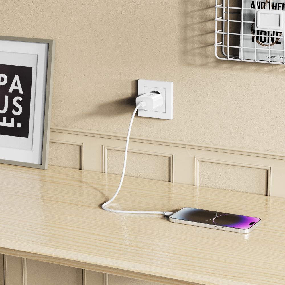 CHARGEUR RÉSEAU TECH-PROTECT NC20W 1-PORT PD20W + CÂBLE LIGHTNING BLANC