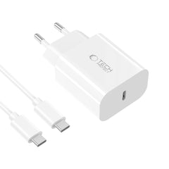 CHARGEUR RÉSEAU TECH-PROTECT NC20W 1-PORT PD20W + CÂBLE TYPE-C BLANC
