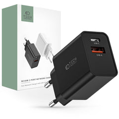 CHARGEUR RÉSEAU POUR MOBILE ET TABLETTE TECH-PROTECT NC30W CHARGEUR 2 PORTS PD30W/QC3.0 NOIR
