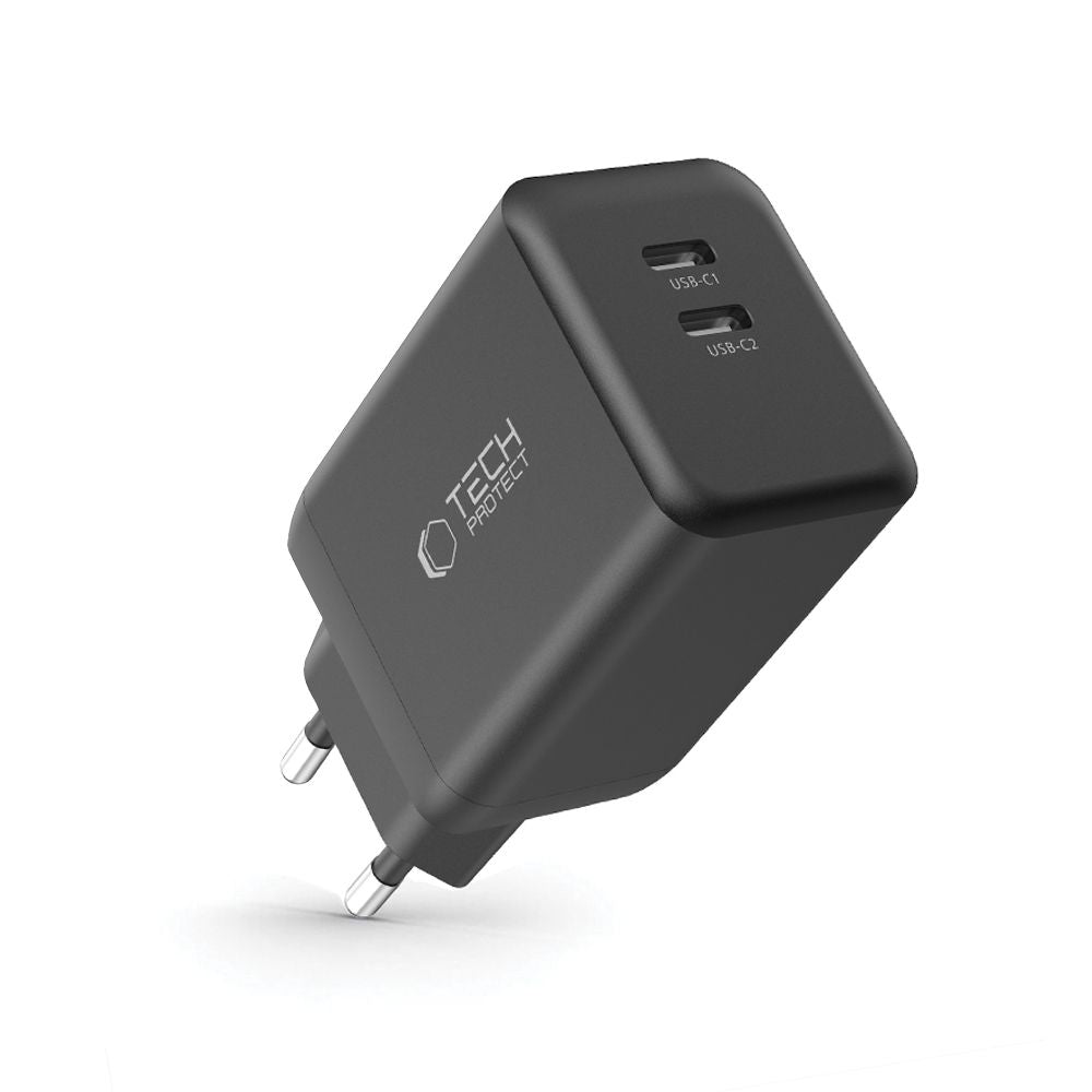 CHARGEUR RÉSEAU 2 PORTS TECH-PROTECT NC45W-GAN PD45W NOIR
