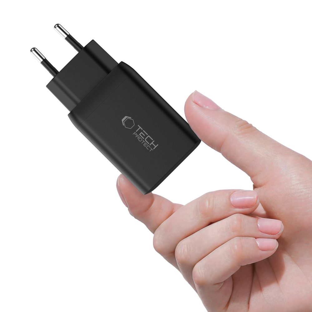 CHARGEUR RÉSEAU 2 PORTS TECH-PROTECT NC45W-GAN PD45W NOIR