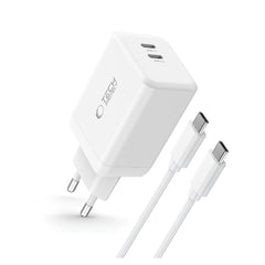 CHARGEUR RÉSEAU TECH-PROTECT NC45W-GAN 2 PORTS PD45W + CÂBLE TYPE-C BLANC