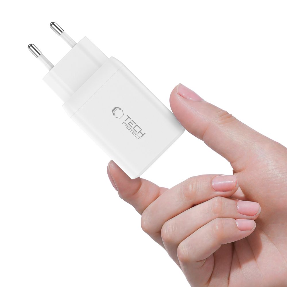 CHARGEUR RÉSEAU TECH-PROTECT NC45W-GAN 2 PORTS PD45W + CÂBLE TYPE-C BLANC