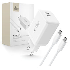 CHARGEUR RÉSEAU TECH-PROTECT NC45W-GAN 2 PORTS PD45W + CÂBLE TYPE-C BLANC