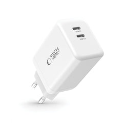 CHARGEUR RÉSEAU 2 PORTS TECH-PROTECT NC45W-GAN PD45W BLANC