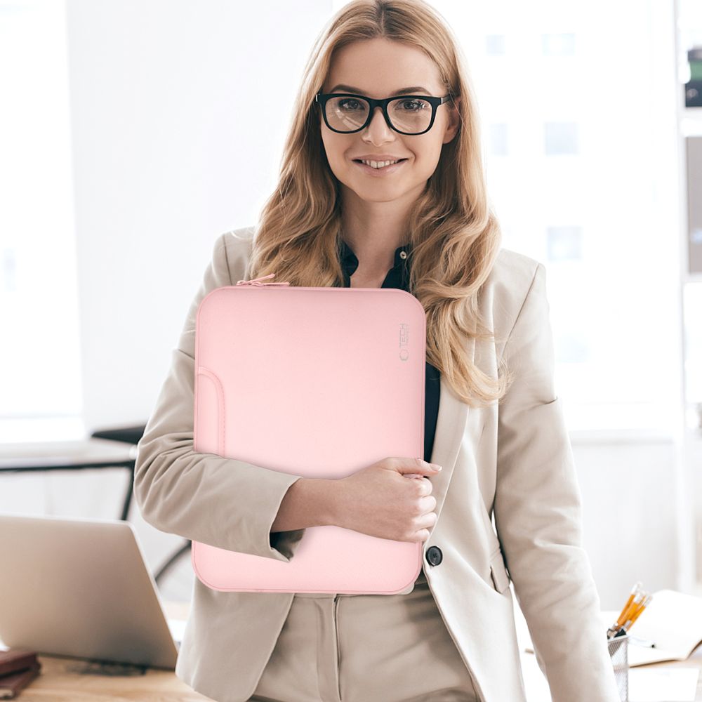 SAC EN NEOPRÈNE TECH-PROTECT POUR ORDINATEUR PORTABLE 13-14 POUCES ROSE POUSSIÉREUX