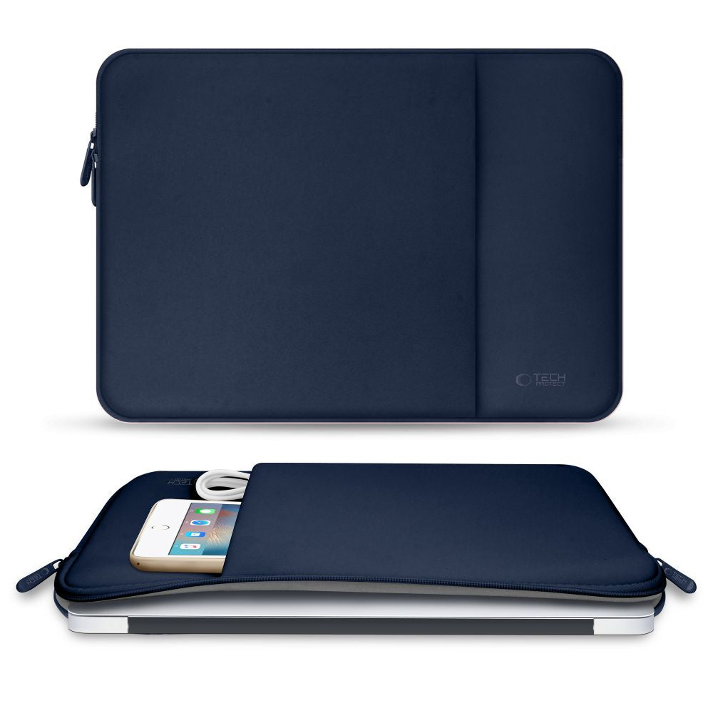 SAC TECH-PROTECT EN NEOPRÈNE POUR ORDINATEUR PORTABLE 15-16 BLEU MARINE