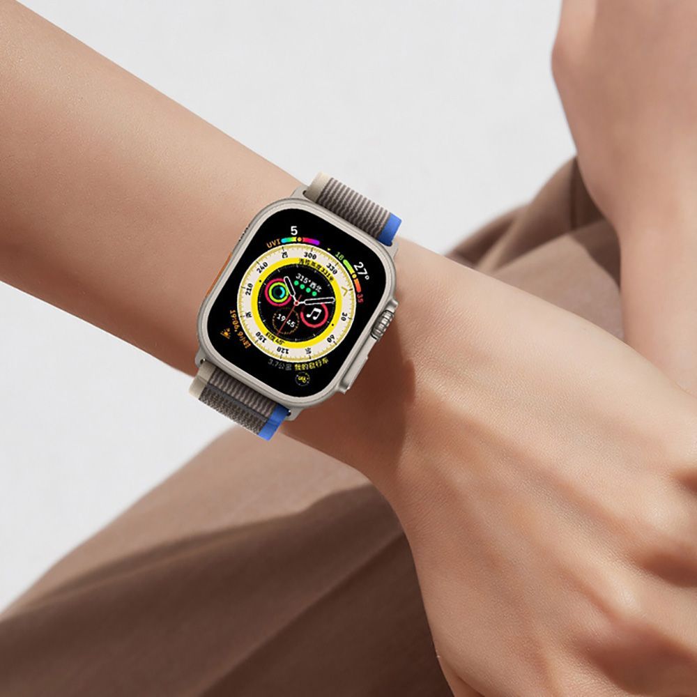 BRACELET EN NYLON DOOP POUR APPLE WATCH 4 / 5 / 6 / 7 / 8 / 9 / SE (38 / 40 / 41 MM) GRIS/BLEU