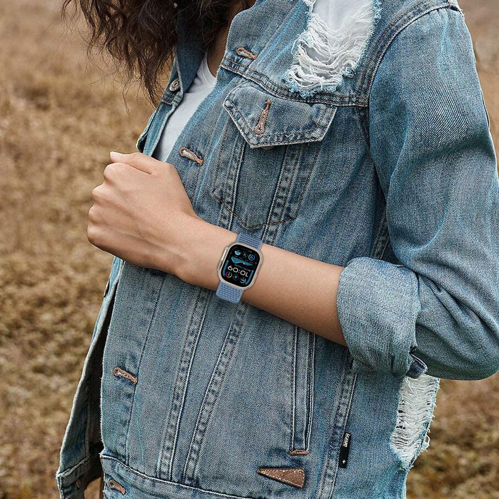 BRACELET TECH-PROTECT NYLON POUR APPLE WATCH 6 / 7 / 8 / 9 / 10 / SE / ULTRA 1 / 2 (44 / 45 / 46 / 49 MM) BLEU BÉBÉ
