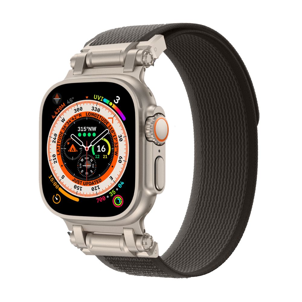 BRACELET TECH-PROTECT NYLON DELTA APPLE WATCH 4 / 5 / 6 / 7 / 8 / 9 / SE / ULTRA 1 / 2 (42 / 44 / 45 / 49 MM) NOIR/ORANGE