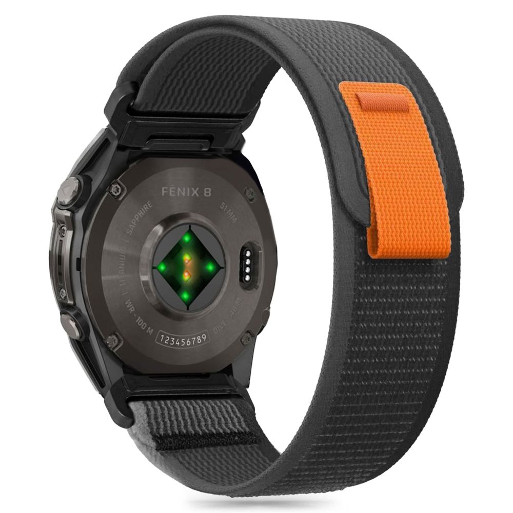 BRACELET TECH-PROTECT NYLON GARMIN FENIX 5 / 6 / 6 PRO / 7 / 8 (47 MM) / E NOIR/ORANGE