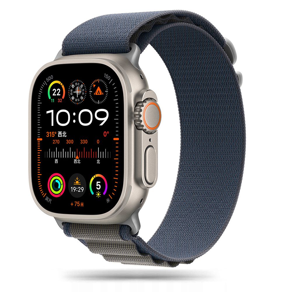 BRACELET DOOP ALPINE EVEREST APPLE WATCH 6 / 7 / 8 / 9 / 10 / SE / ULTRA 1 / 2 (44 / 45 / 46 / 49 MM) MARINE / GRIS