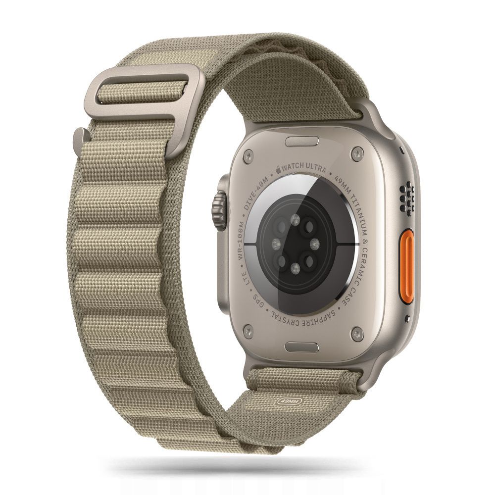BRACELET DOOP ALPINE EVEREST APPLE WATCH 6 / 7 / 8 / 9 / 10 / SE / ULTRA 1 / 2 (44 / 45 / 46 / 49 MM) TITANE/OLIVE