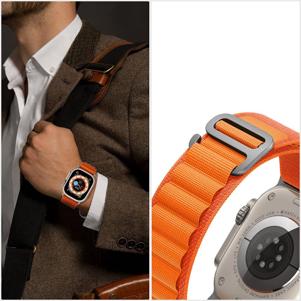 BRACELET EN NYLON POUR APPLE WATCH 4 / 5 / 6 / 7 / 8 / 9 / SE (38 / 40 / 41 MM) ORANGE