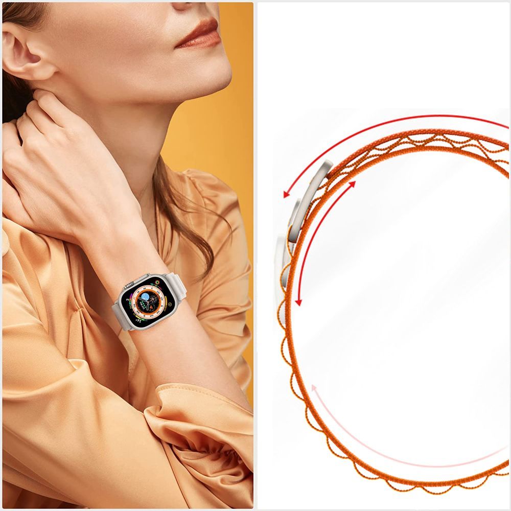 BRACELET EN NYLON POUR APPLE WATCH 4 / 5 / 6 / 7 / 8 / 9 / SE (38 / 40 / 41 MM) ORANGE