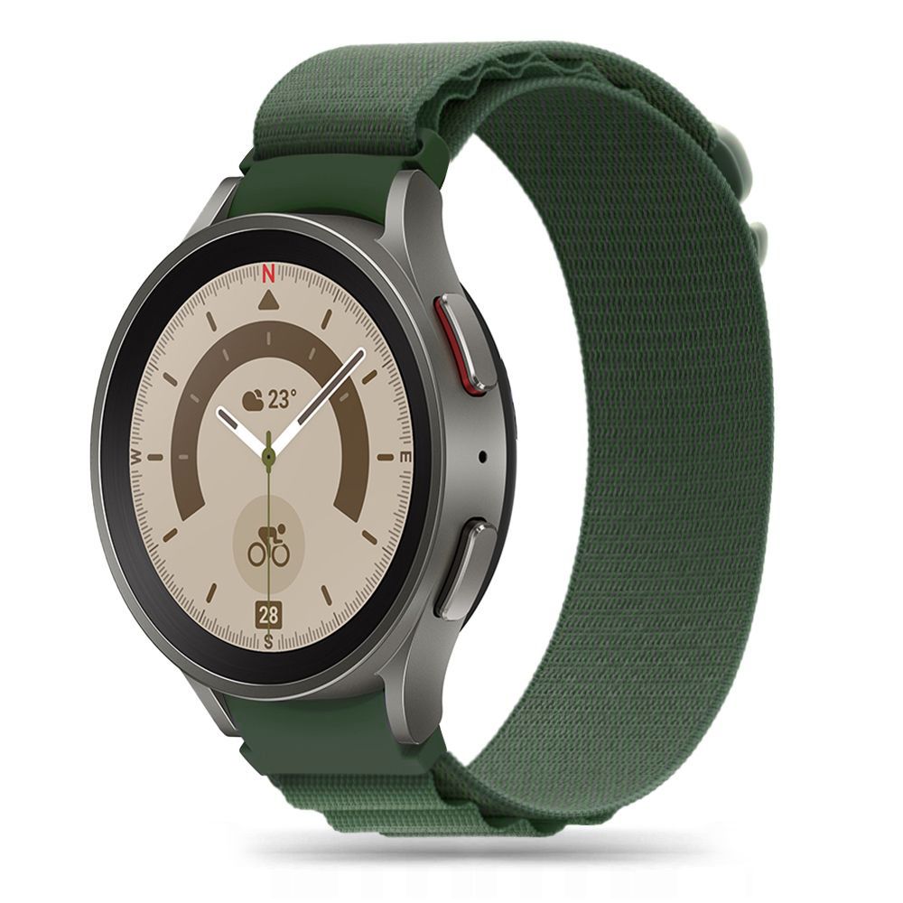 BRACELET HEYBAND NYLON POUR SAMSUNG GALAXY WATCH 4 / 5 / 5 PRO / 6 / 7 / FE VERT MILITAIRE