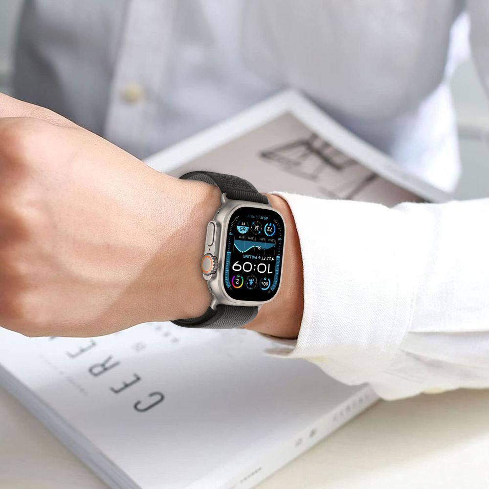 BRACELET TECH-PROTECT NYLON STRIPE APPLE WATCH 6 / 7 / 8 / 9 / 10 / SE / ULTRA 1 / 2 (44 / 45 / 46 / 49 MM) CRÈME/ORANGE