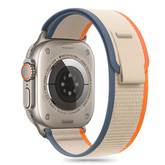 BRACELET TECH-PROTECT NYLON STRIPE APPLE WATCH 6 / 7 / 8 / 9 / 10 / SE / ULTRA 1 / 2 (44 / 45 / 46 / 49 MM) CRÈME/ORANGE