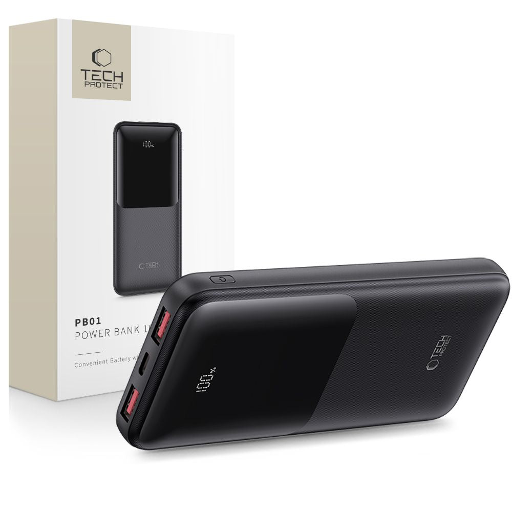 BANQUE D'ÉNERGIE TECH-PROTECT PB01 10000MAH 22.5W NOIRE