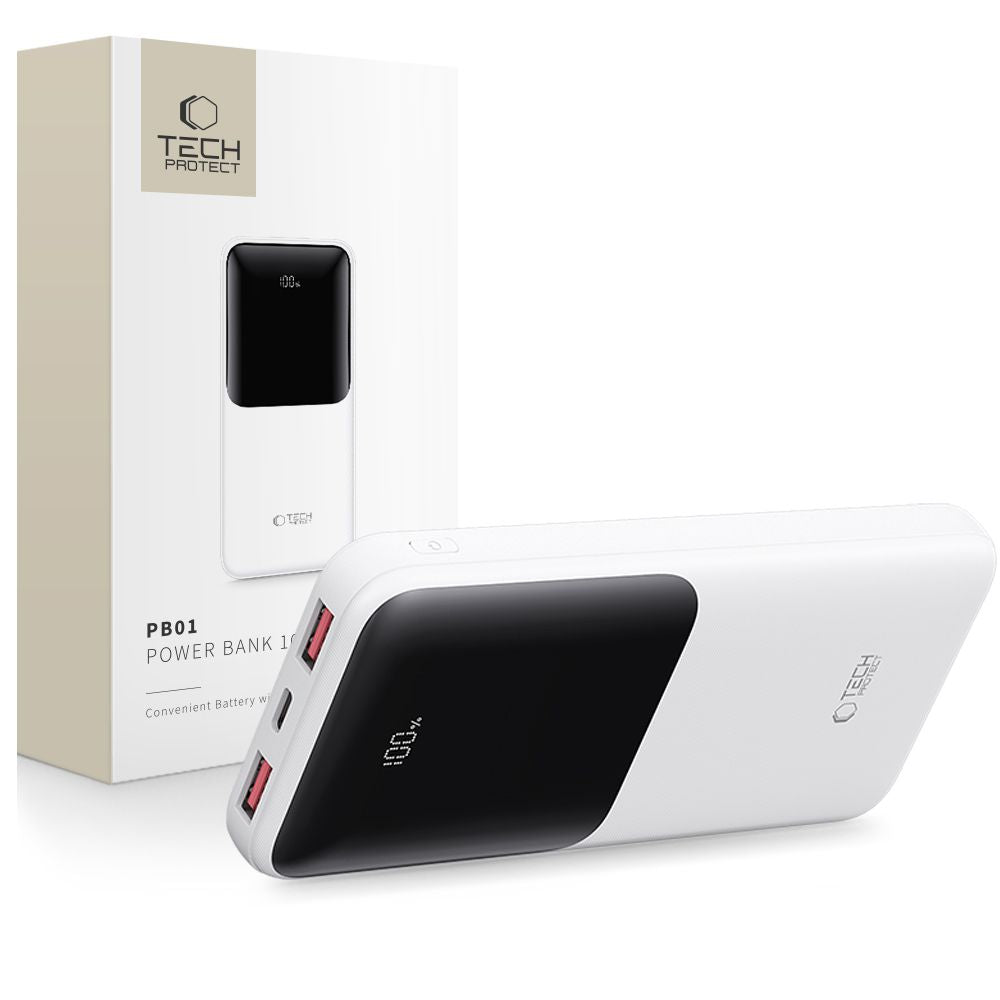 BANQUE D'ÉNERGIE TECH-PROTECT PB01 10000MAH 22.5W BLANCHE