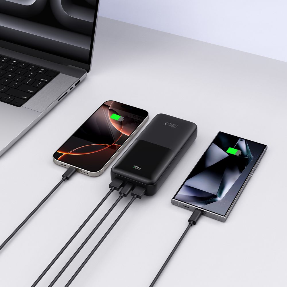BANQUE D'ÉNERGIE TECH-PROTECT PB02 20000MAH 22.5W NOIRE