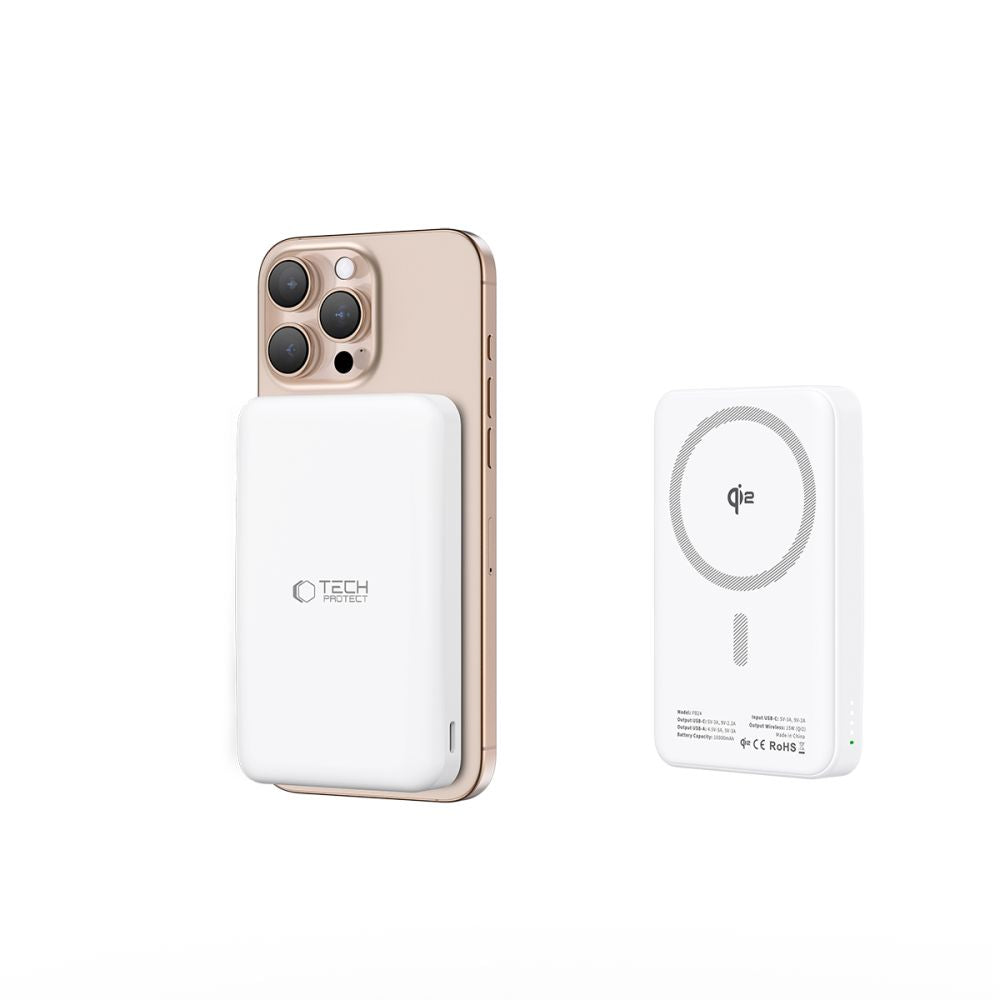 TECH-PROTECT PB24 LIFEMAG QI2 MAGSAFE BANQUE D'ÉNERGIE 10000MAH BLANCHE
