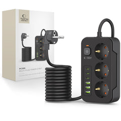 PRISE DE COURANT TECH-PROTECT PC3X6 3 USB & 3 TYPE-C & 3 PRISES 200CM NOIR