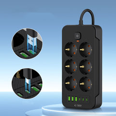 MULTI-PRISE TECH-PROTECT PC6X6 3 USB & 3 TYPE-C & 6 PRISES 200CM NOIR
