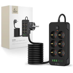 MULTI-PRISE TECH-PROTECT PC6X6 3 USB & 3 TYPE-C & 6 PRISES 200CM NOIR