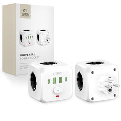 PRISE ÉLECTRIQUE TECH-PROTECT PCL3X4 2 USB & 2 TYPE-C & 3 PRISES BLANCHE