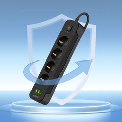 PRISE ÉLECTRIQUE TECH-PROTECT PCL4X3 LONGUE AVEC 2 USB & 1 TYPE-C & 4 PRISES 200CM NOIRE