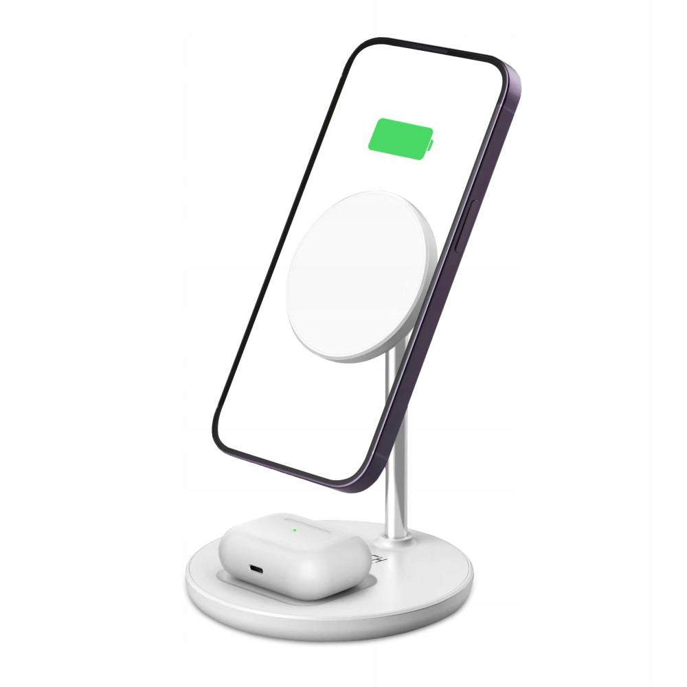 CHARGEUR SANS FIL 2EN1 TECH-PROTECT QI15W-A21 MAGNETIQUE MAGSAFE CHARGEUR SANS FIL BLANC