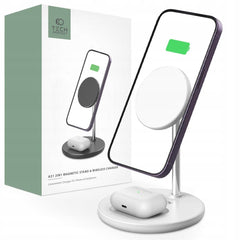 CHARGEUR SANS FIL 2EN1 TECH-PROTECT QI15W-A21 MAGNETIQUE MAGSAFE CHARGEUR SANS FIL BLANC