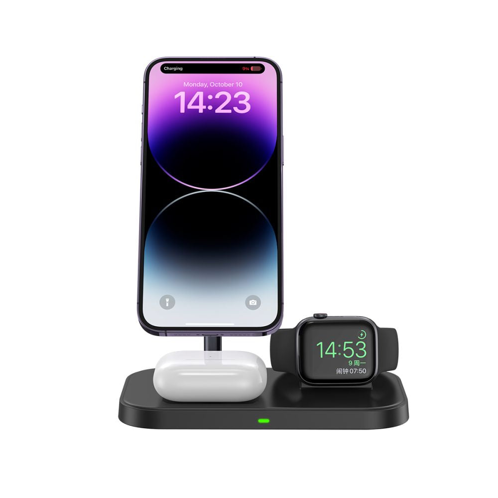 CHARGEUR SANS FIL 3EN1 TECH-PROTECT QI15W-A22 MAGNETIQUE MAGSAFE NOIR