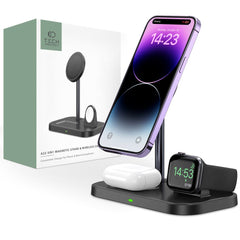 CHARGEUR SANS FIL 3EN1 TECH-PROTECT QI15W-A22 MAGNETIQUE MAGSAFE NOIR