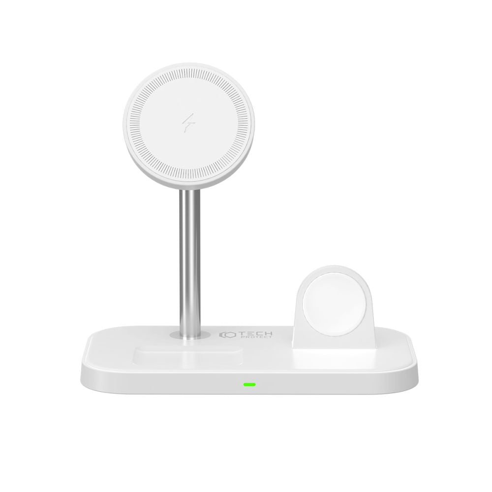 CHARGEUR SANS FIL 3EN1 TECH-PROTECT QI15W-A22 MAGNETIQUE MAGSAFE BLANC