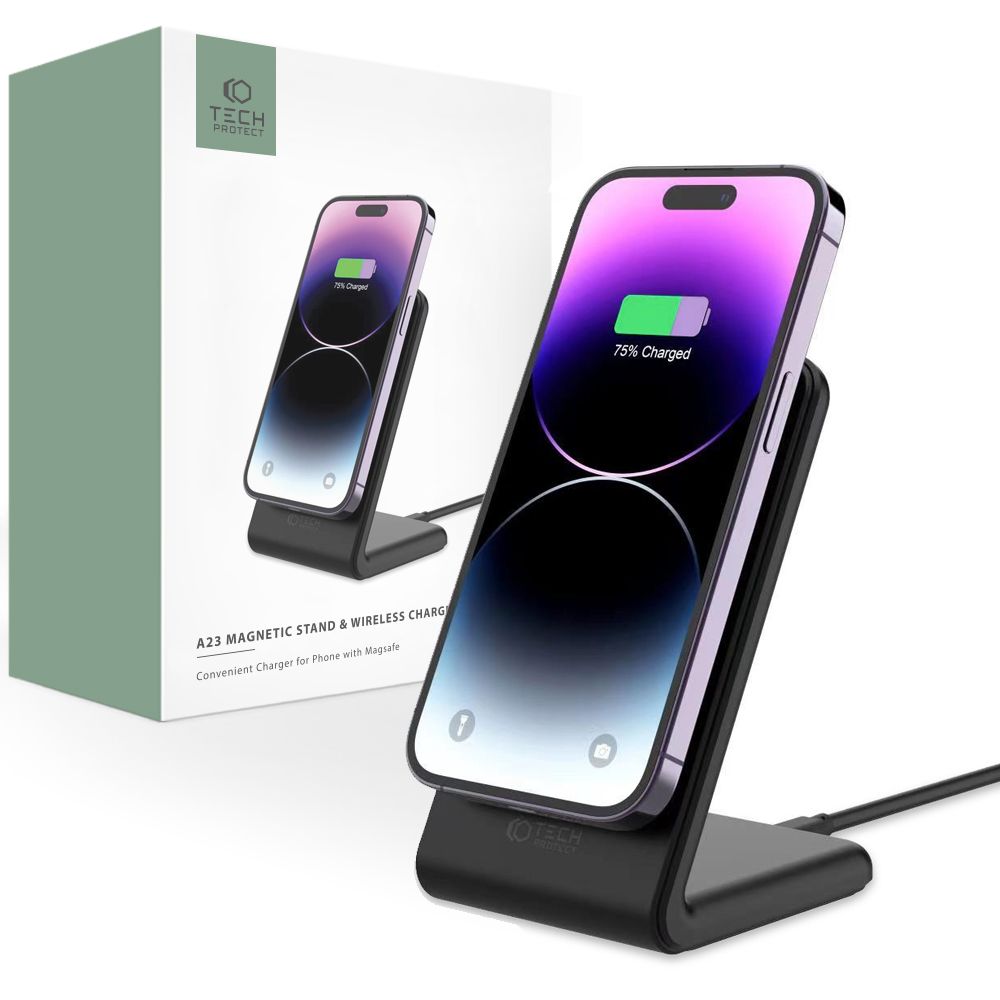 CHARGEUR SANS FIL TECH-PROTECT QI15W-A23 MAGNETIQUE MAGSAFE NOIR