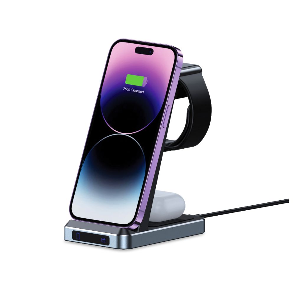 CHARGEUR SANS FIL 3EN1 QI15W-A26 NOIR