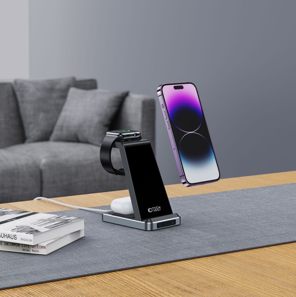 CHARGEUR SANS FIL 3EN1 QI15W-A26 NOIR