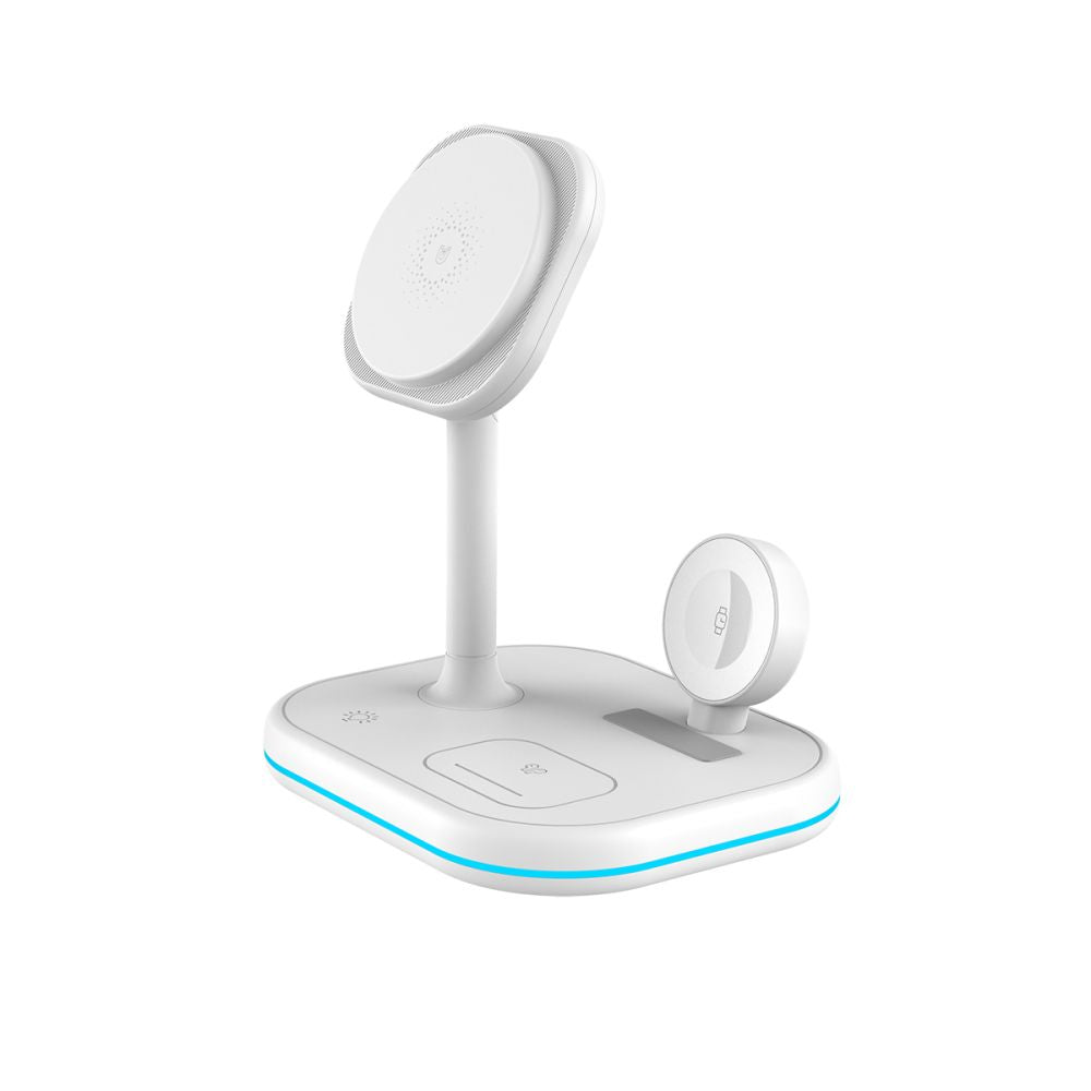 CHARGEUR SANS FIL 3EN1 QI15W-A27 MAGNETIQUE MAGSAFE BLANC