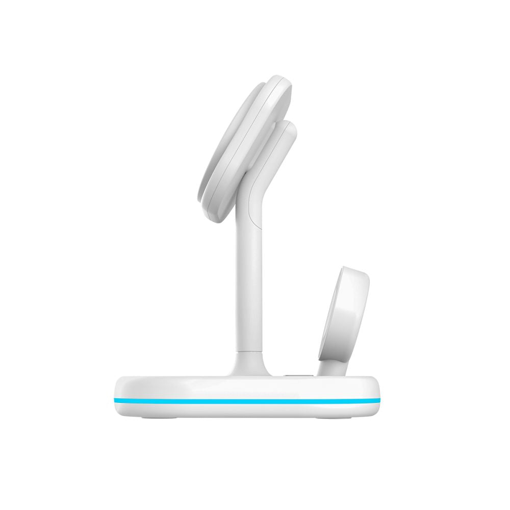 CHARGEUR SANS FIL 3EN1 QI15W-A27 MAGNETIQUE MAGSAFE BLANC