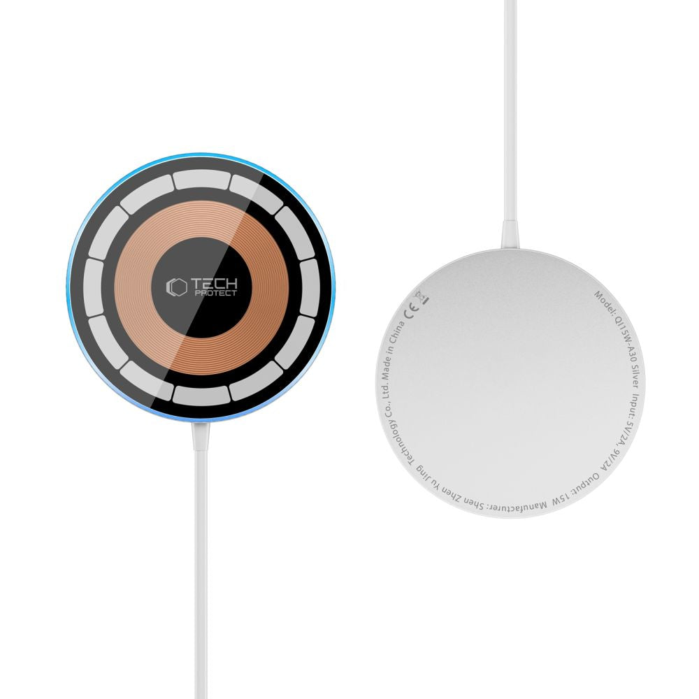 CHARGEUR SANS FIL TECH-PROTECT QI15W-A30 MAGNETIQUE MAGSAFE ARGENT