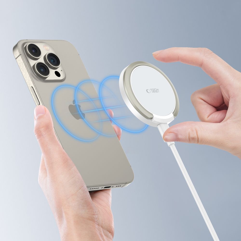 CHARGEUR SANS FIL TECH-PROTECT QI15W-A33 MAGNETIQUE MAGSAFE BLANC
