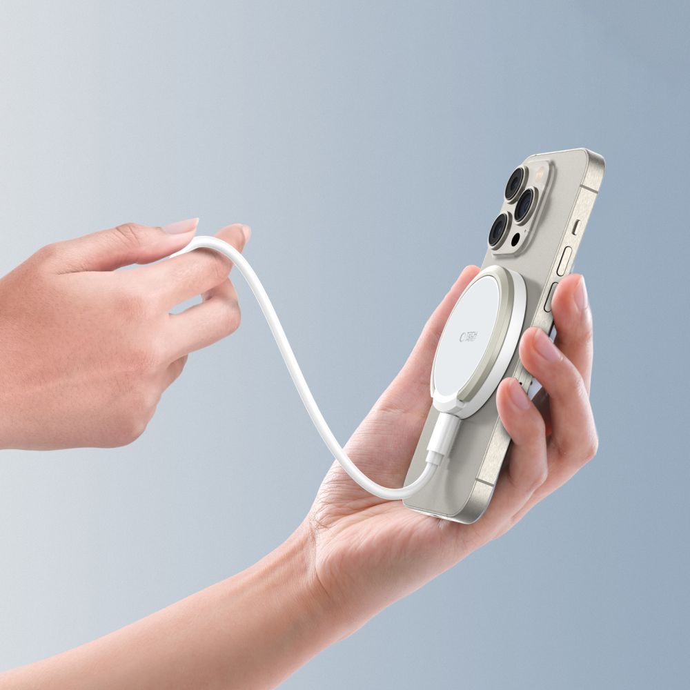 CHARGEUR SANS FIL TECH-PROTECT QI15W-A33 MAGNETIQUE MAGSAFE BLANC