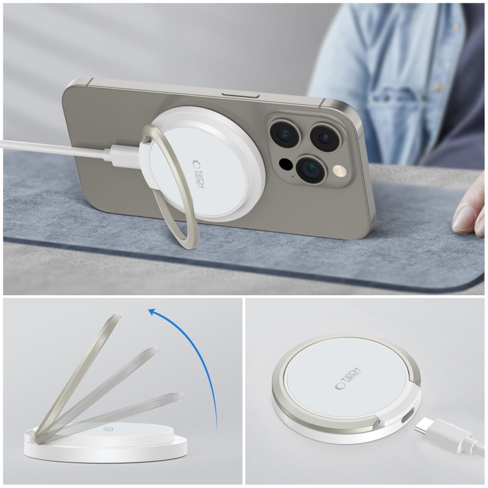 CHARGEUR SANS FIL TECH-PROTECT QI15W-A33 MAGNETIQUE MAGSAFE BLANC