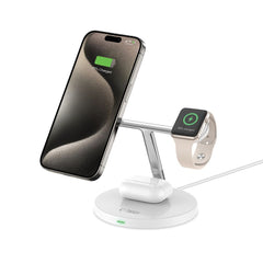 TECH-PROTECT QI15W-A35 CHARGEUR SANS FIL MAGNETIQUE MAGSAFE 3EN1 BLANC