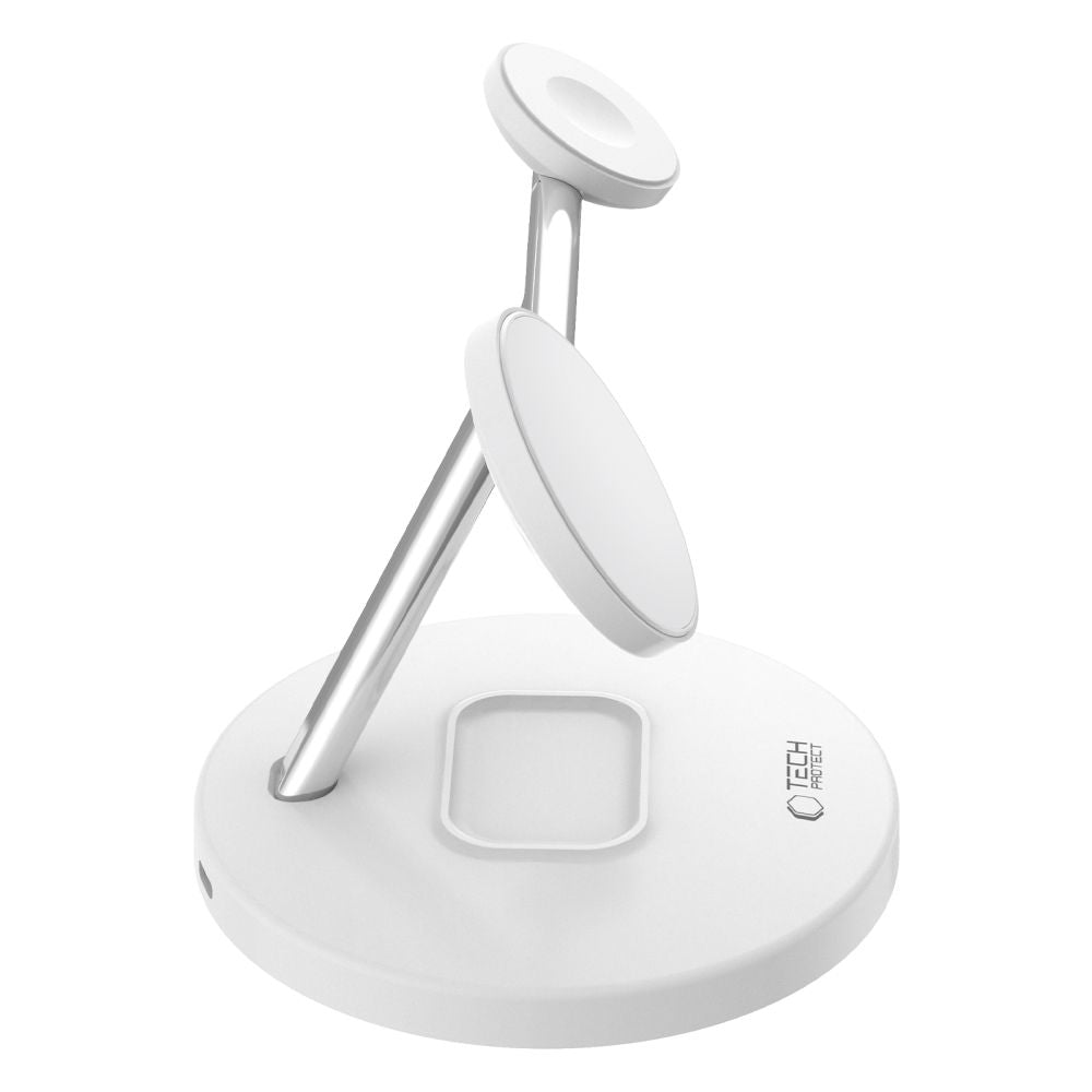 TECH-PROTECT QI15W-A35 CHARGEUR SANS FIL MAGNETIQUE MAGSAFE 3EN1 BLANC