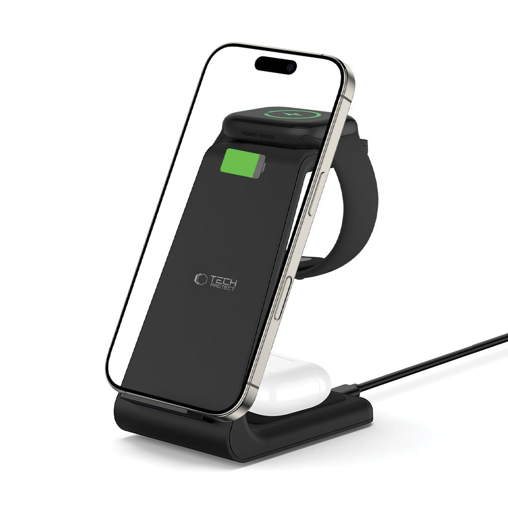 TECH-PROTECT QI15W-A36 CHARGEUR SANS FIL 3EN1 POUR APPLE NOIR